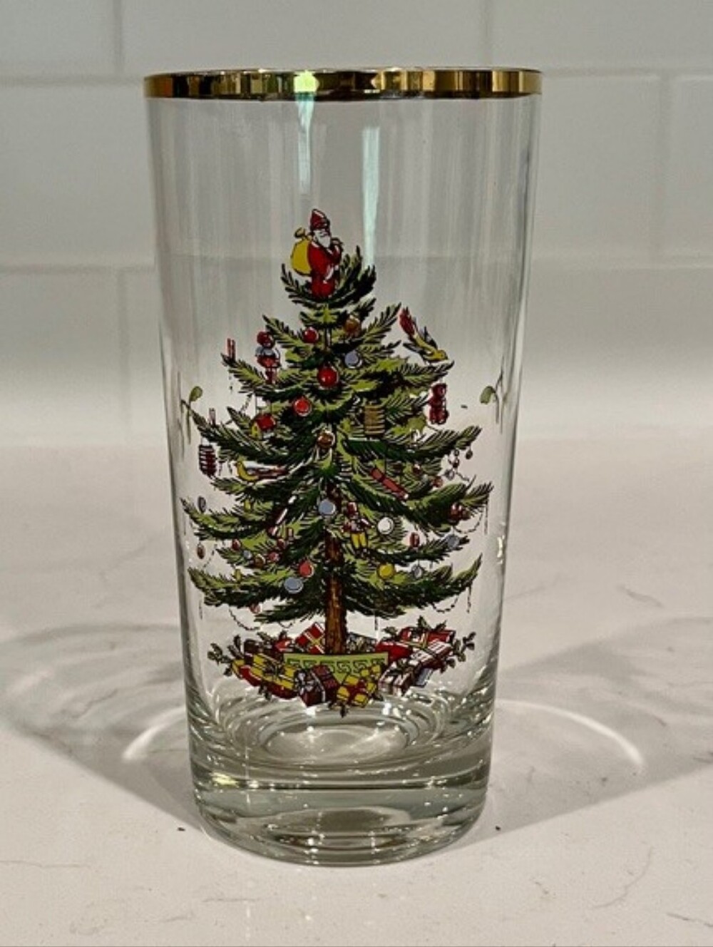 Vintage 1980s - 1990s Spode Christmas Tree 14oz Highball Glasses - Set of 6